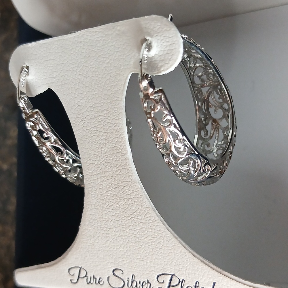 Silver Reflection Pure Silver Plated Earrings - image 4